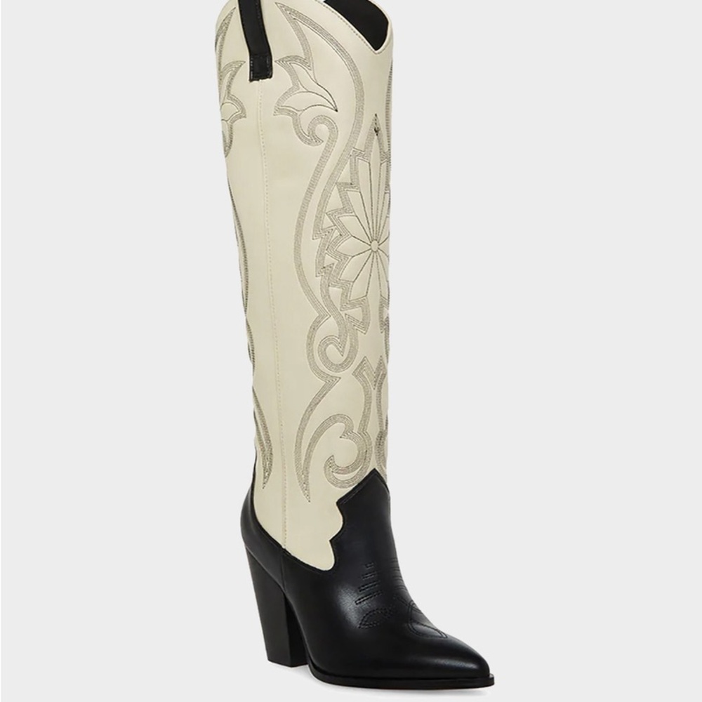 NEW Steve Madden Lasso Western Two Tone Knee High Cowboy Boots sz 6.5